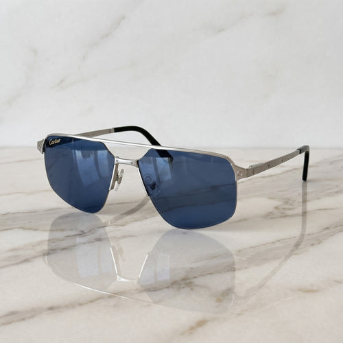 Classic Sunglasses, solid blue lenses, Cartier eyewear