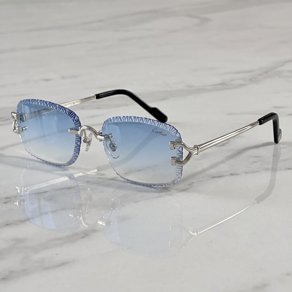Diamond cut Big C Wires, blue gradient lenses, Cartier eyewear