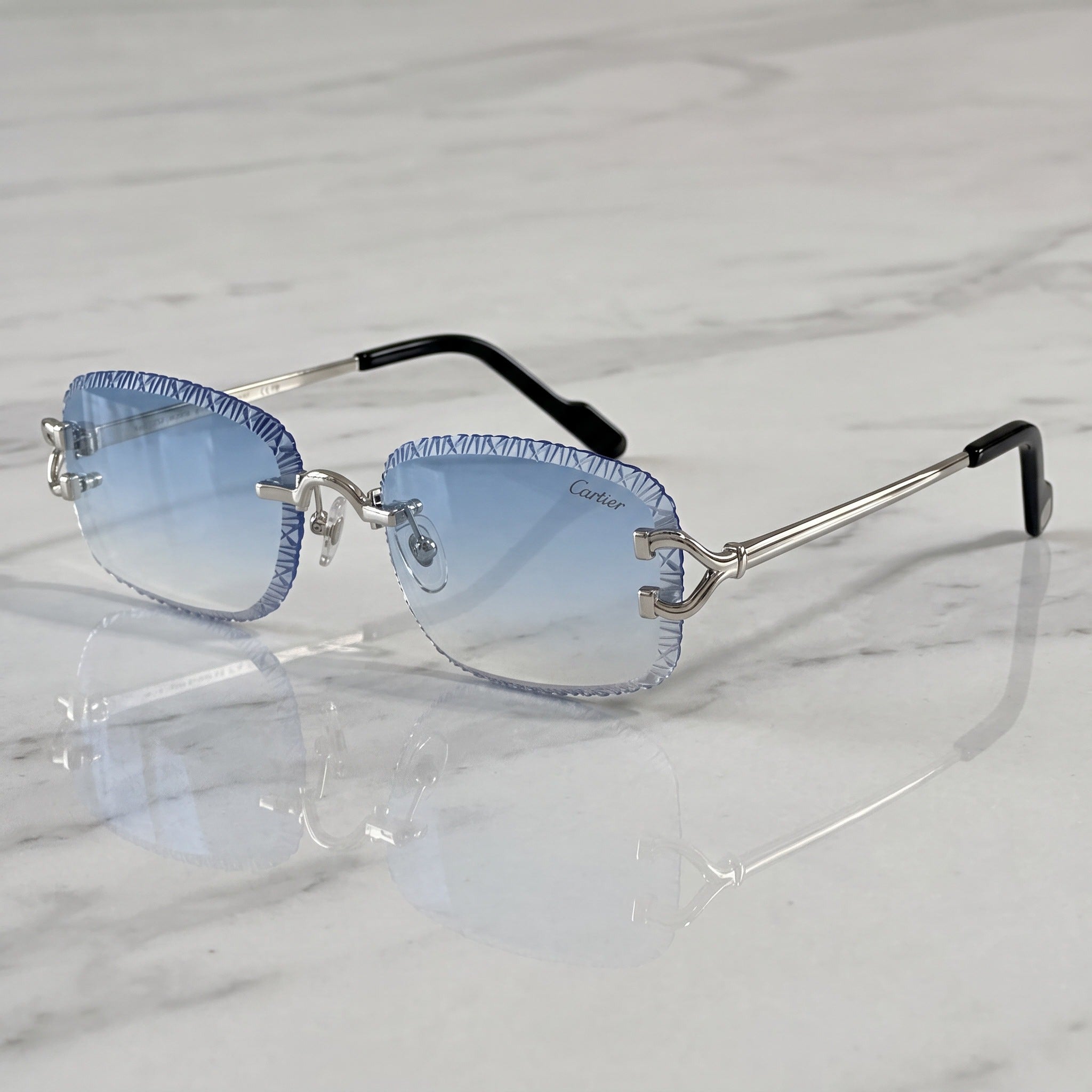 Diamond cut Big C Wires, blue gradient lenses, Cartier eyewear