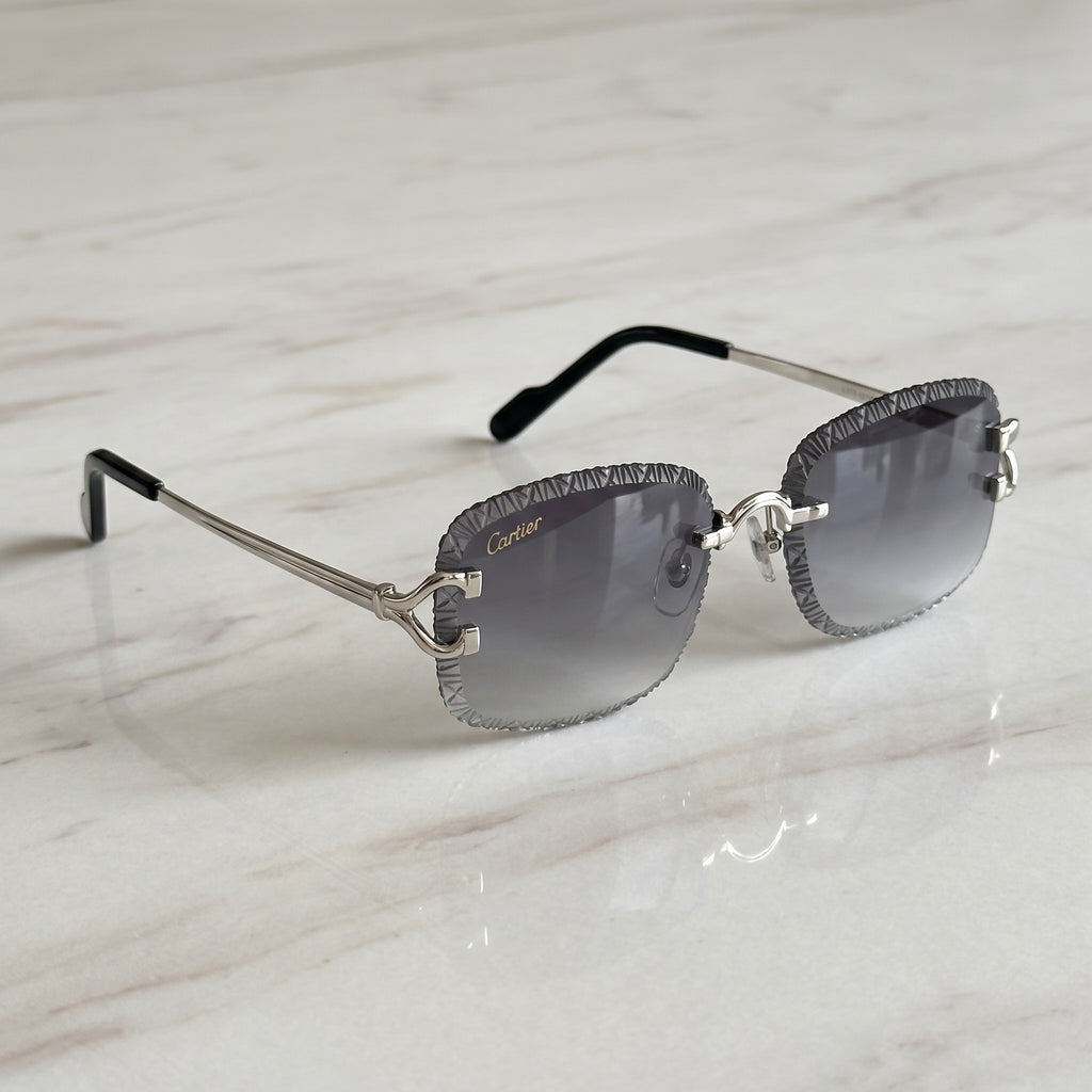Diamond cut Big C Wires, grey gradient lenses, Cartier eyewear