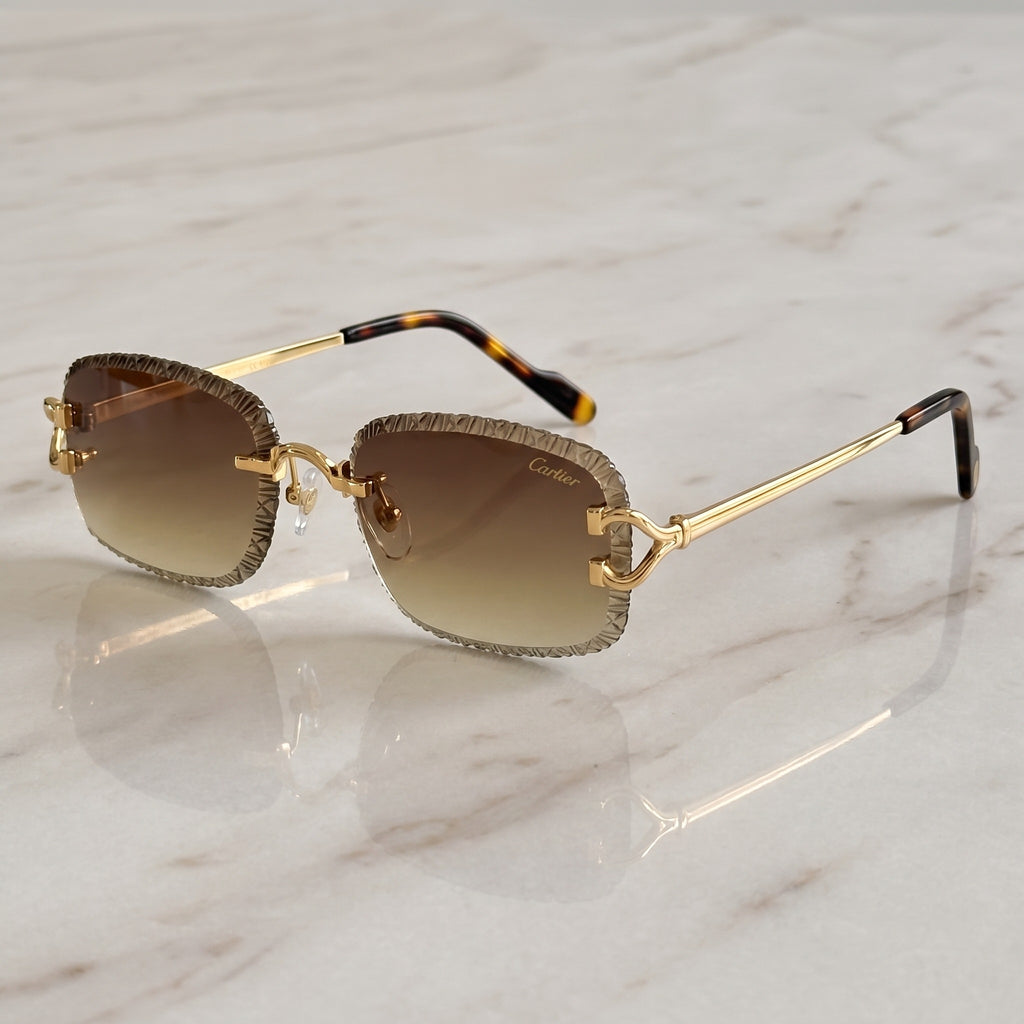 Diamond cut Big C Wires, brown gradient lenses, Cartier eyewear