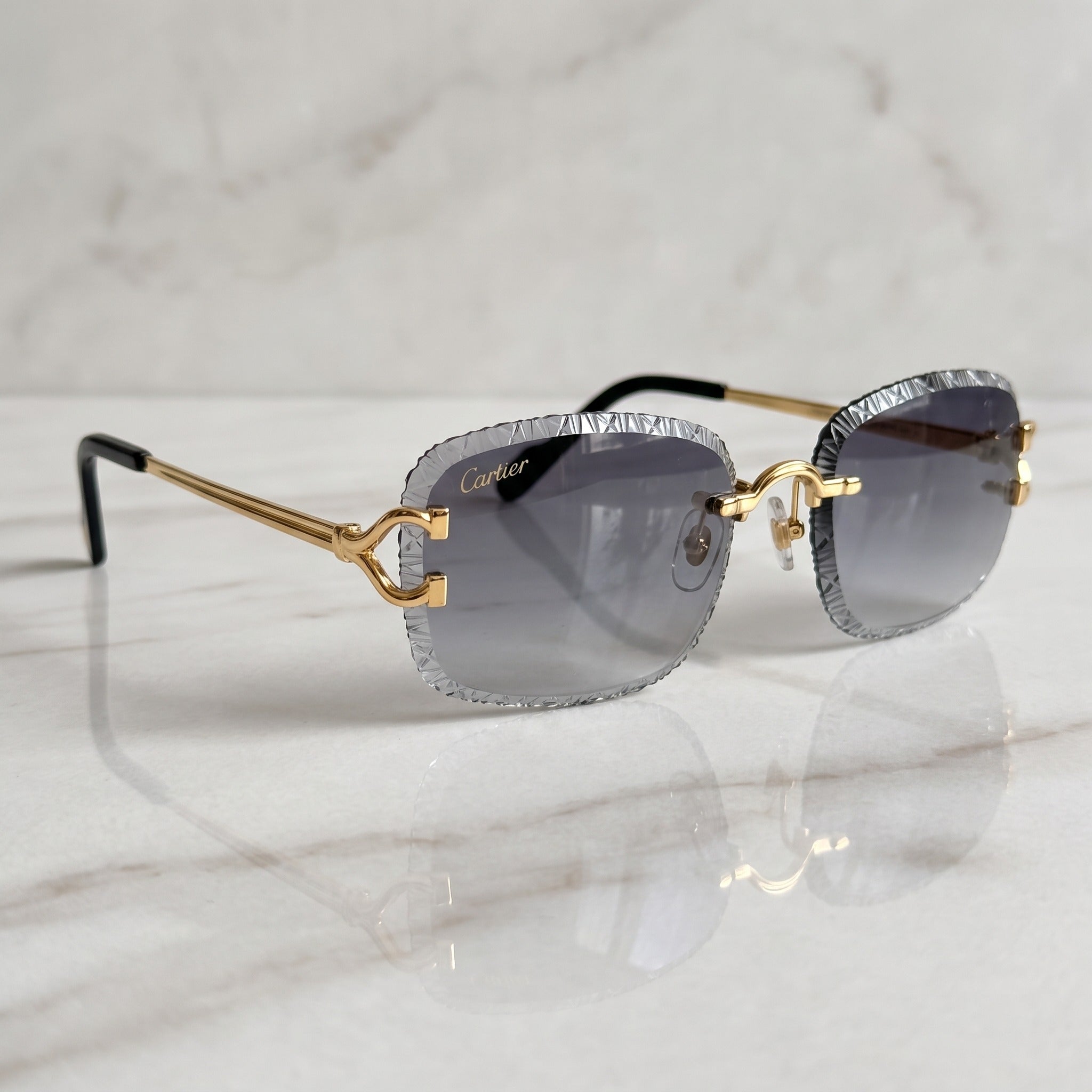 Diamond cut Big C Wires, grey gradient lenses, Cartier eyewear
