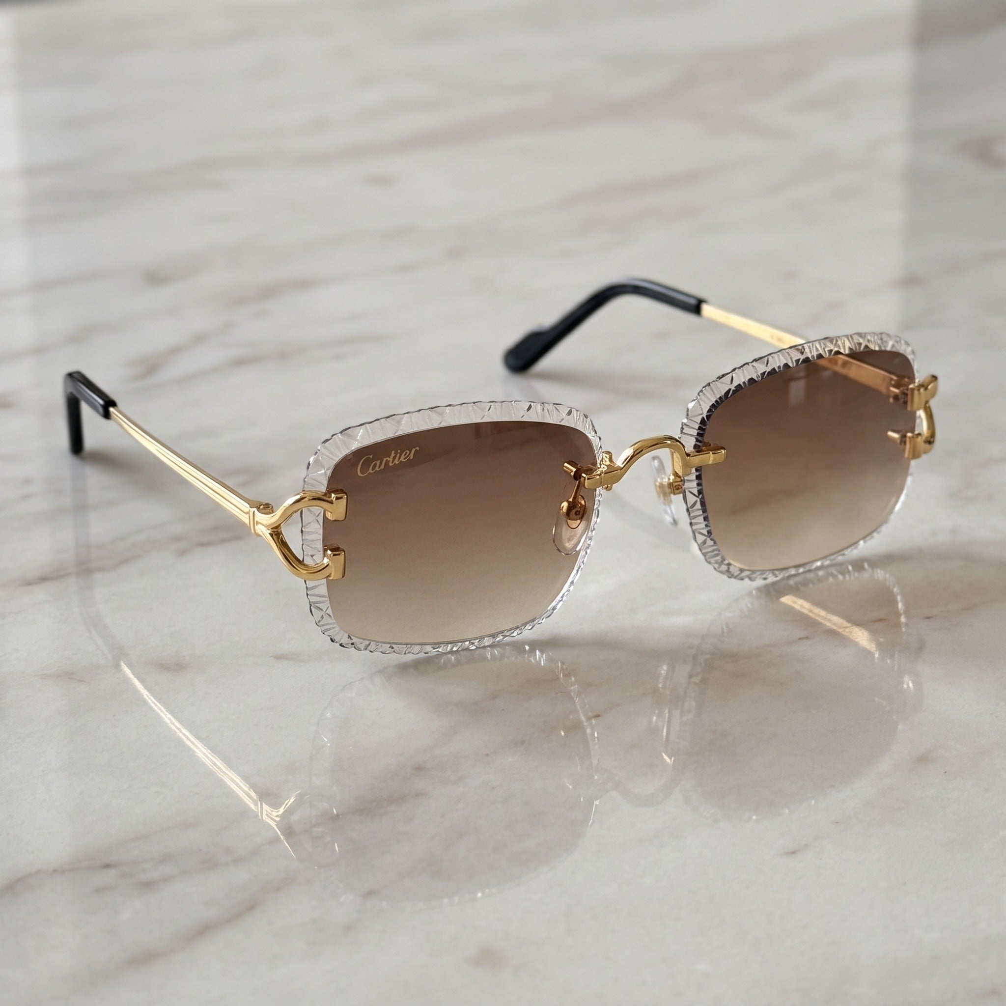 Diamond cut Big C Wires, brown gradient lenses, Cartier eyewear