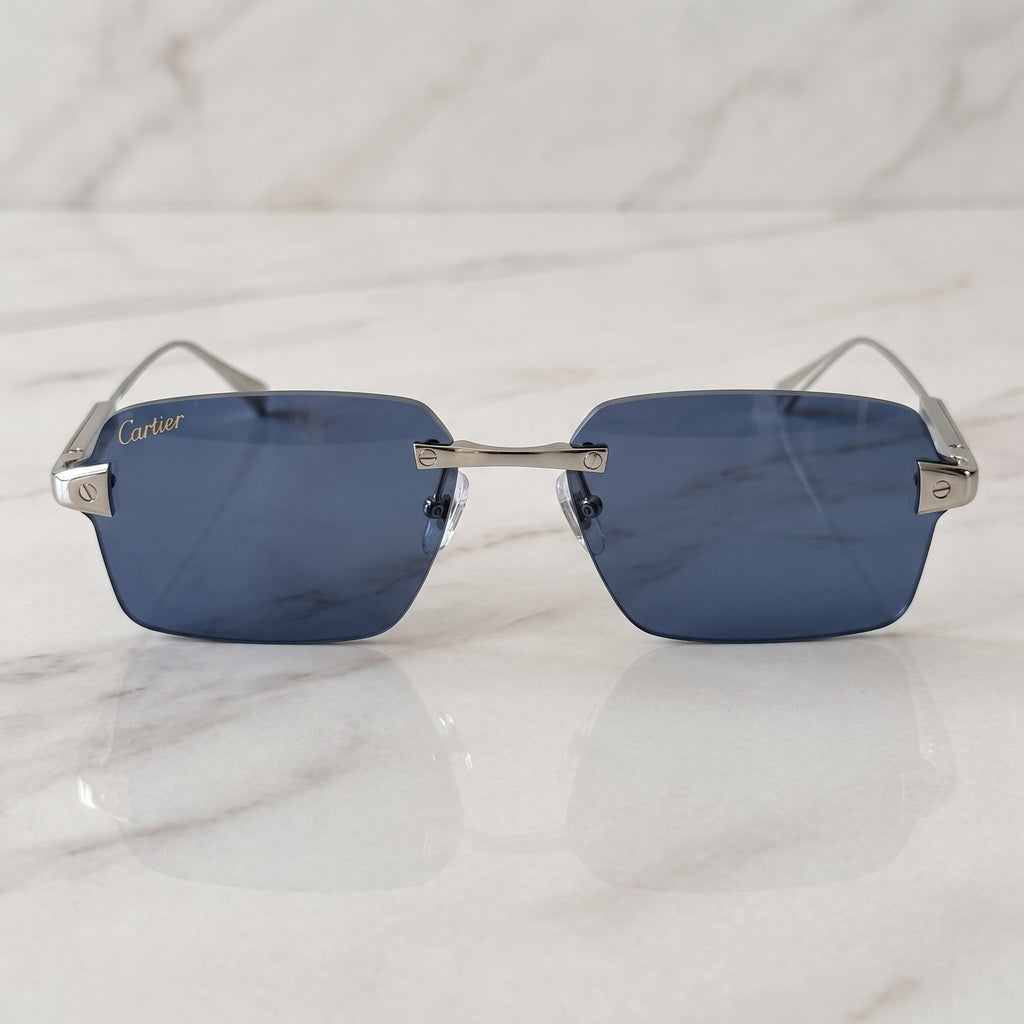 Big C Wires, solid blue lenses, Cartier eyewear