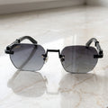 Rimless buffs Sunglasses Detroit style, grey gradient lenses, Cartier eyewear