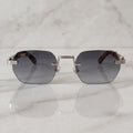 Rimless buffs Sunglasses Detroit style, grey gradient lenses, Cartier eyewear