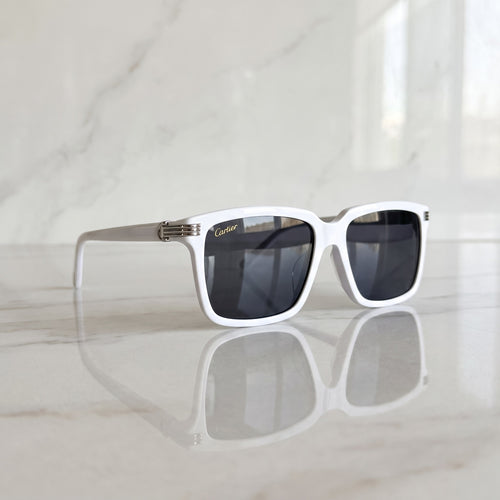 Acetate sunglasses, solid black lenses, Cartier eyewear