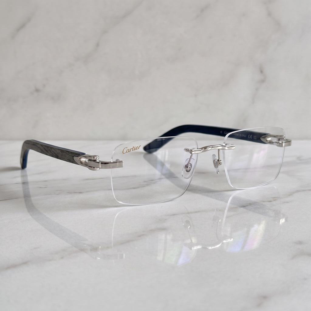Rimless buffs Glasses, clear lenses, Cartier eyewear