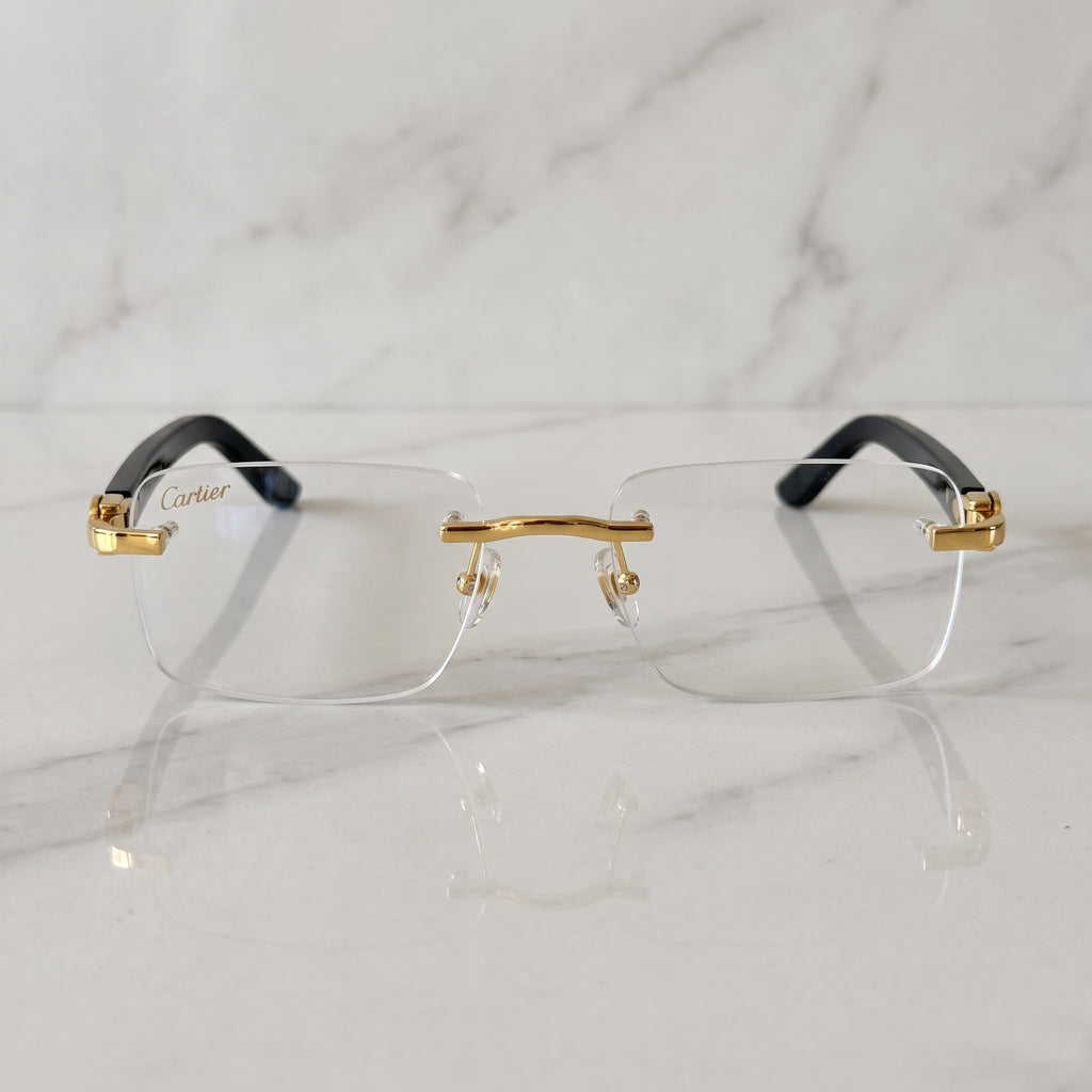 Rimless buffs Glasses, clear lenses, Cartier eyewear