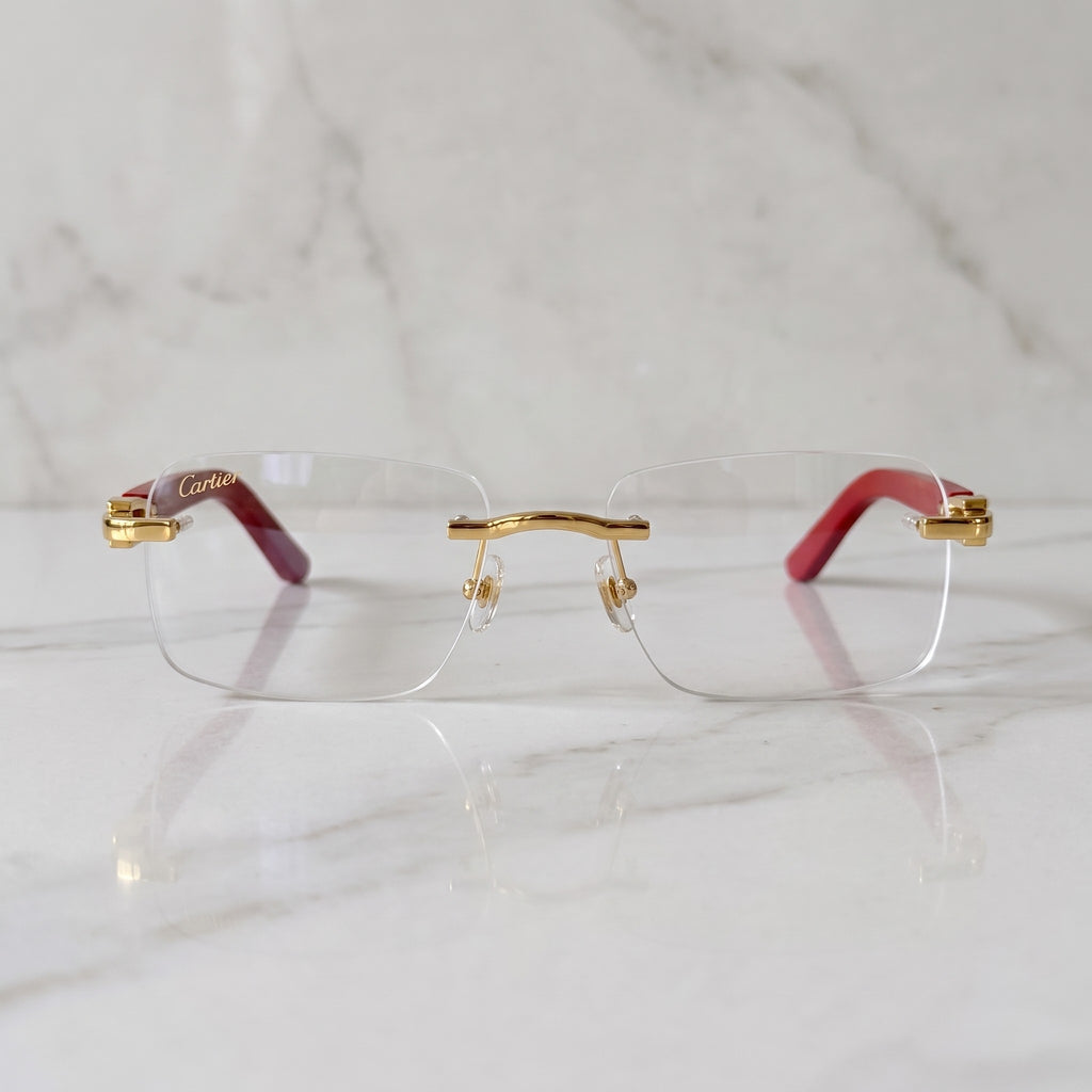 Rimless buffs Glasses, clear lenses, Cartier eyewear