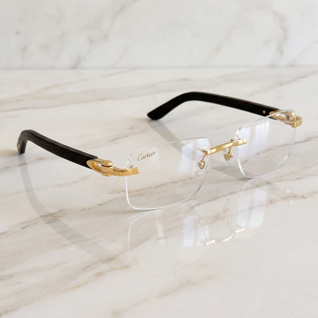 Rimless buffs Glasses, clear lenses, Cartier eyewear