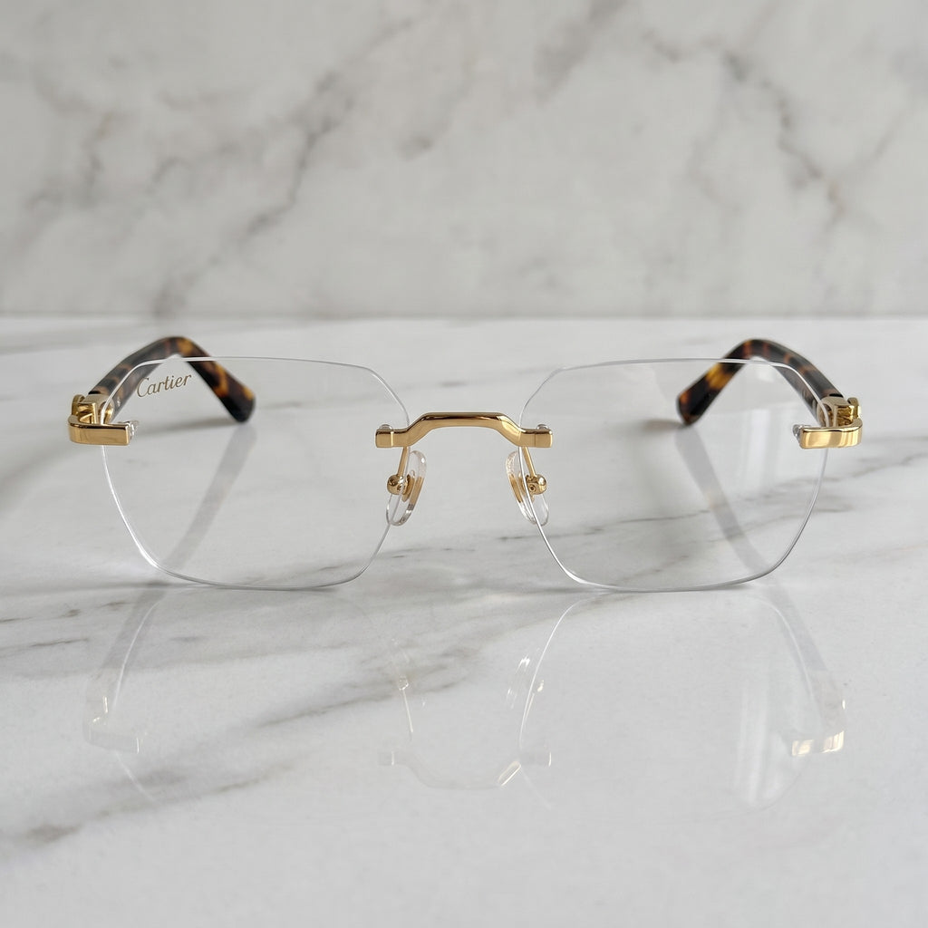 Rimless buffs Glasses, clear lenses, Cartier eyewear