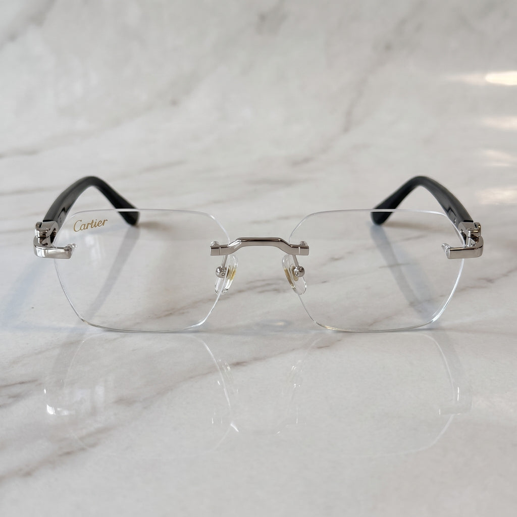 Rimless buffs Glasses, clear lenses, Cartier eyewear