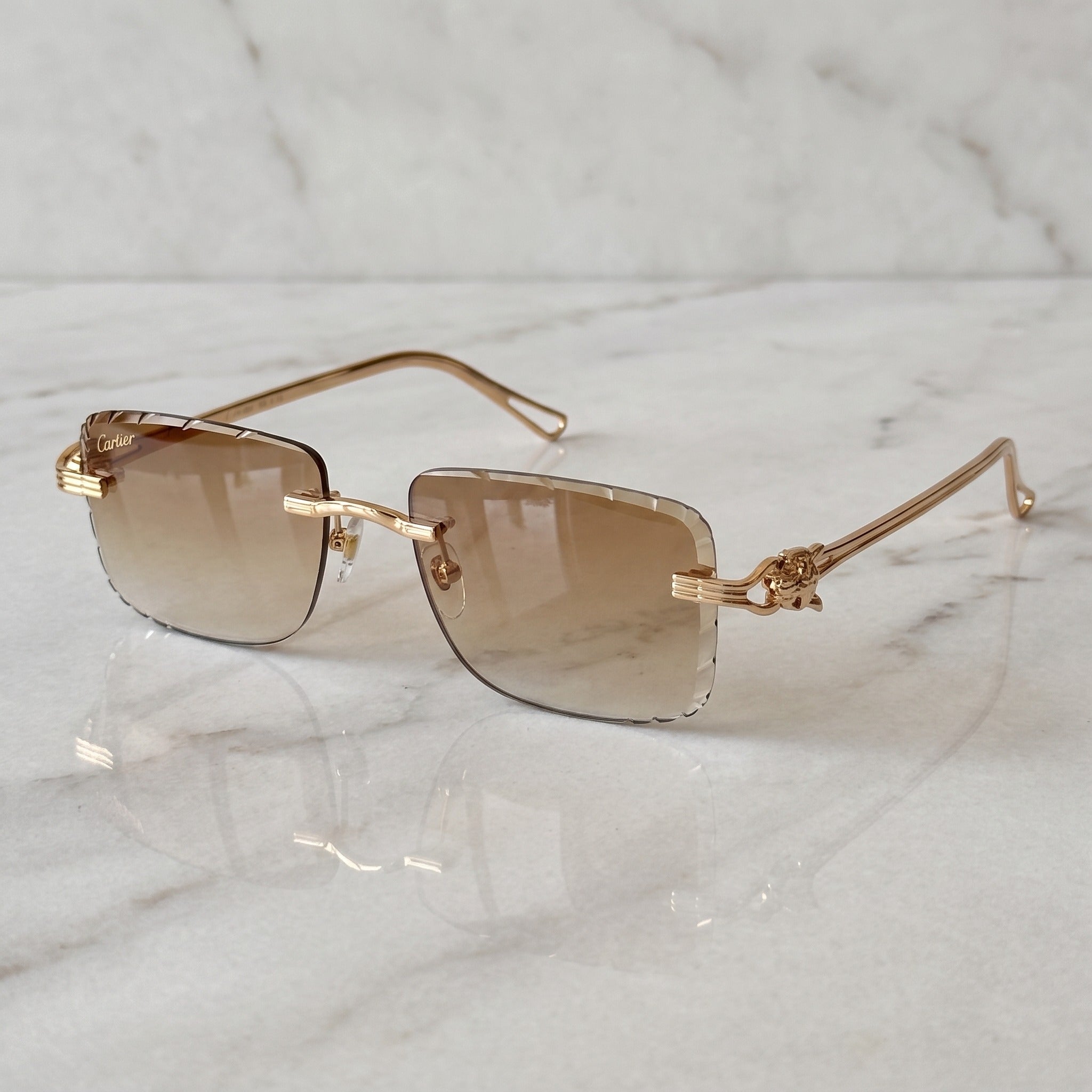 Panther Glasses, brown gradient lenses, Cartier eyewear