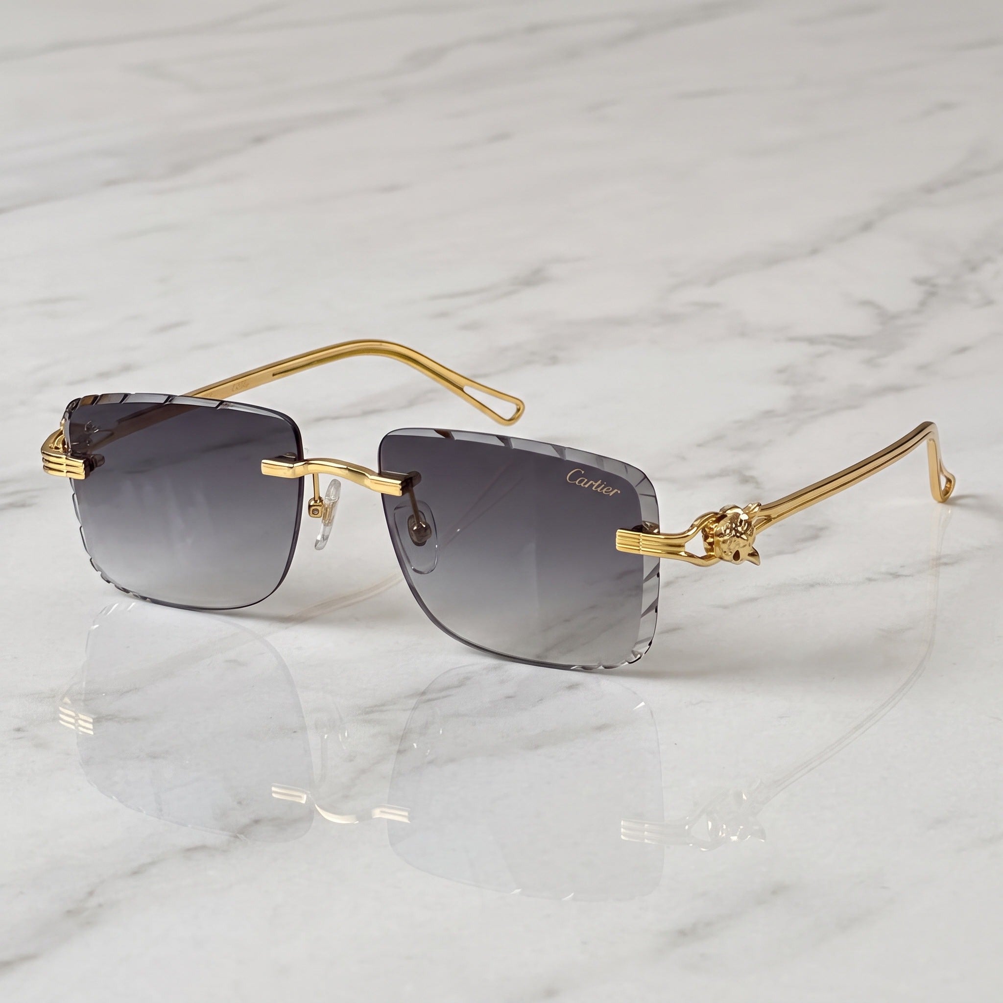 Panther Glasses, purple to grey gradient lenses, Cartier eyewear