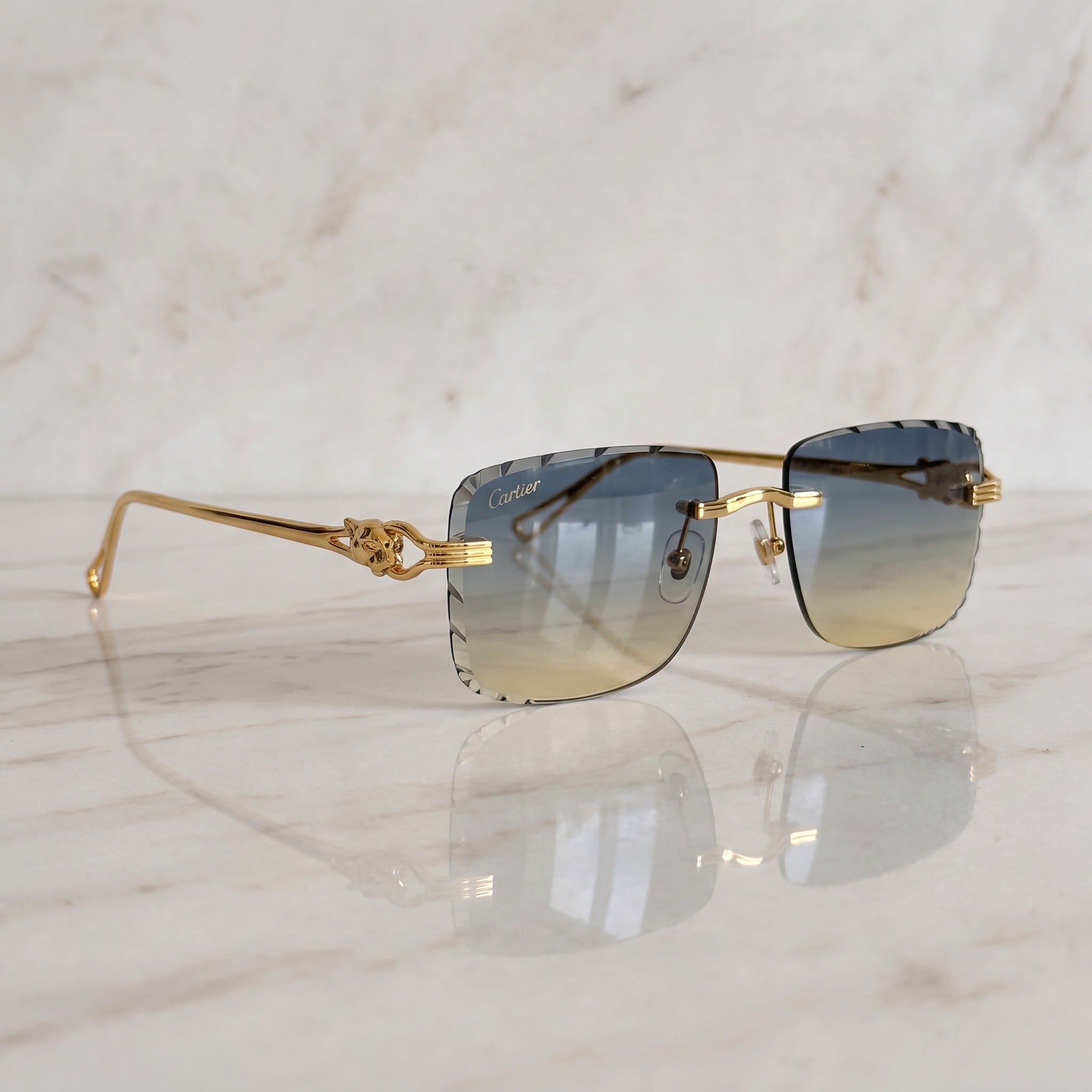 Panther Glasses, blue to yellow gradient lenses, Cartier eyewear