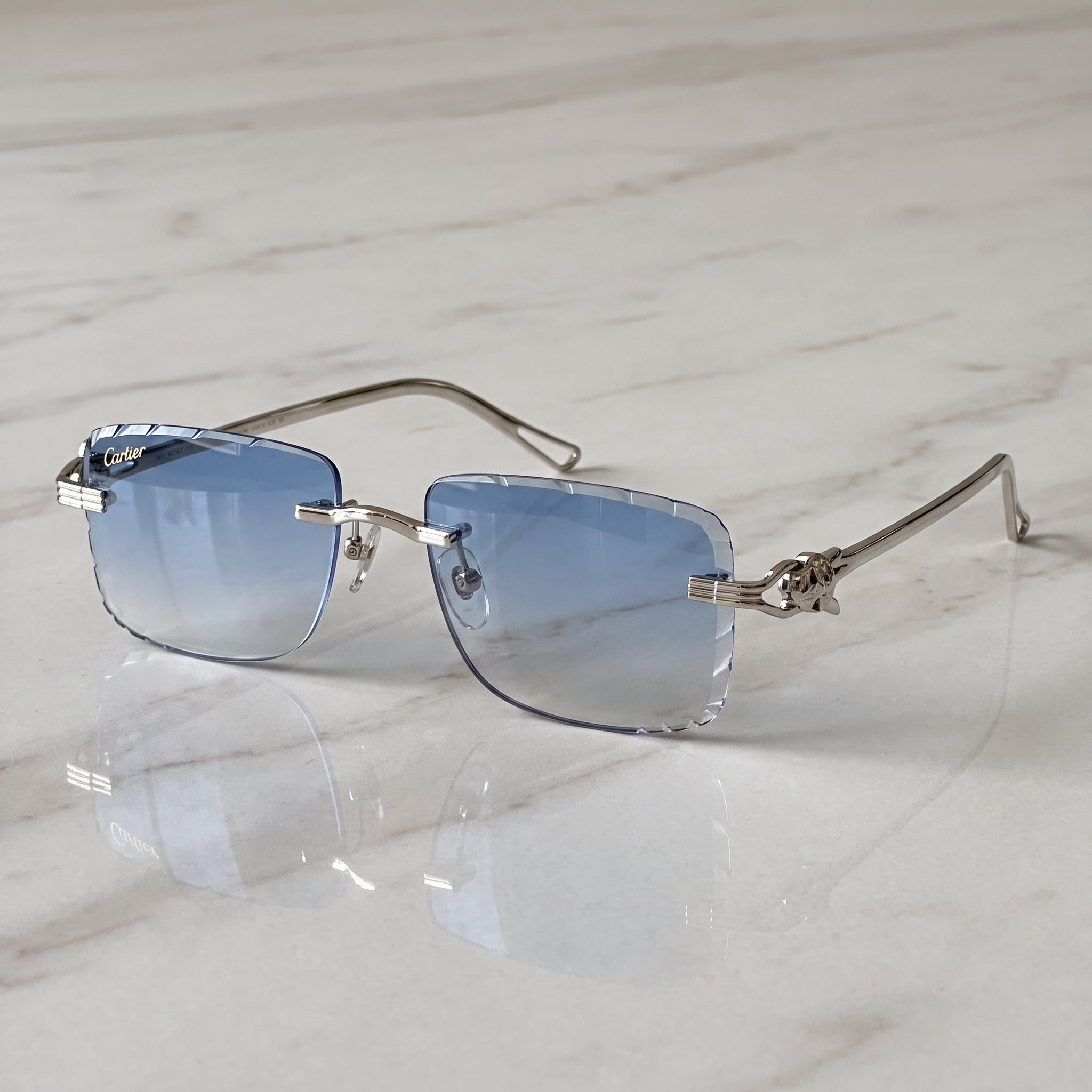 Panther Glasses, blue gradient lenses, Cartier eyewear