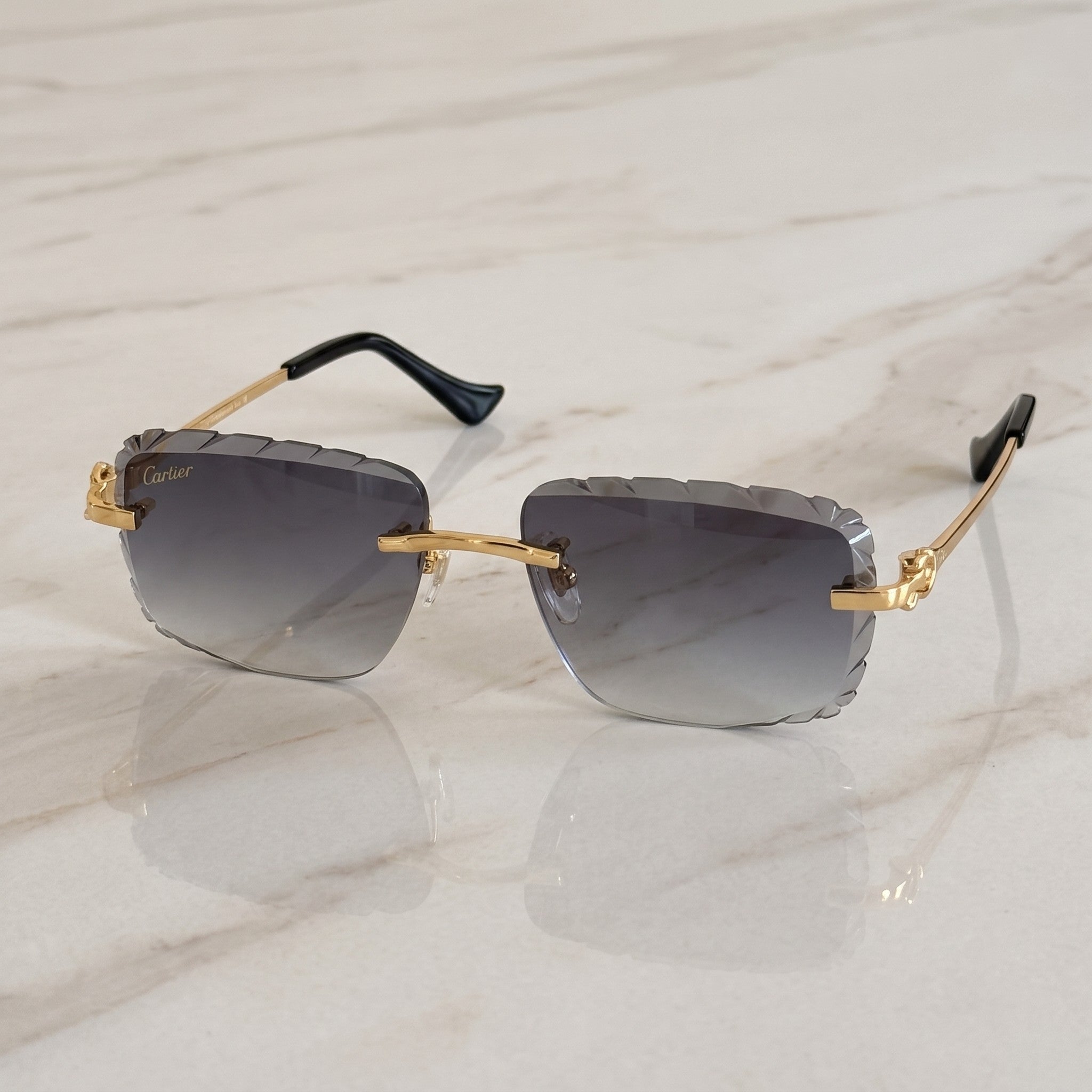Diamond cut Big C Wires, grey gradient lenses, Cartier eyewear