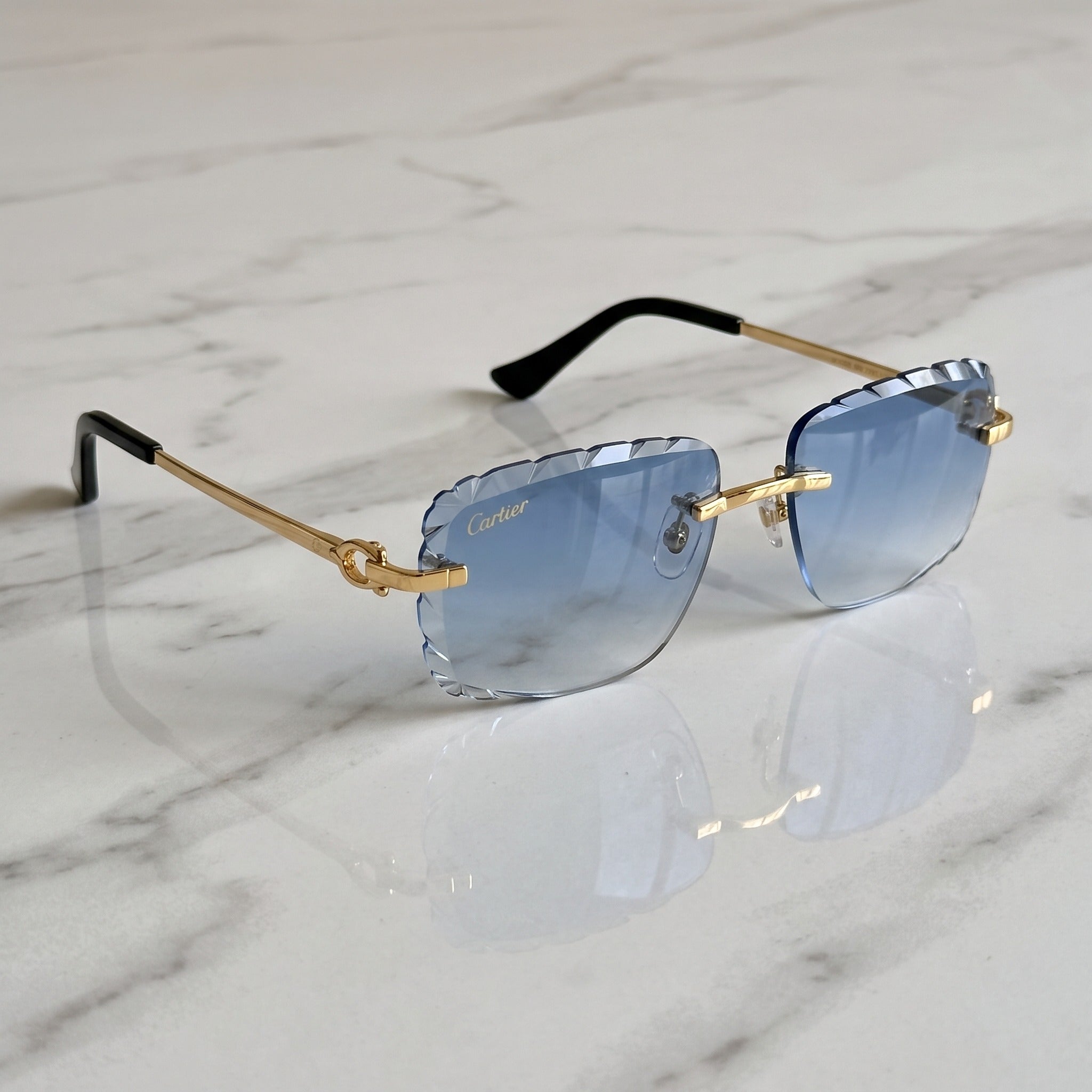 Diamond cut Big C Wires, blue gradient lenses, Cartier eyewear