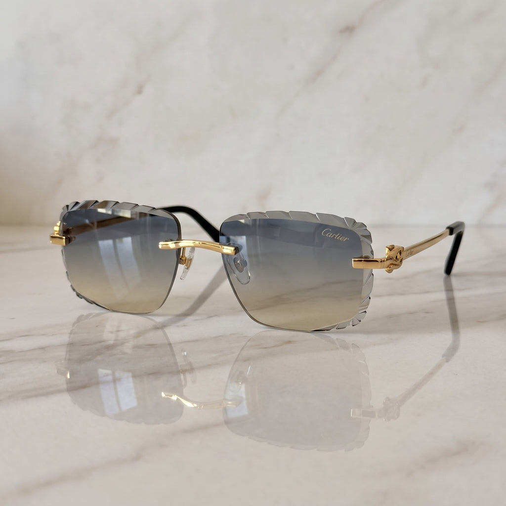 Diamond cut Big C Wires, grey to yellow gradient lenses, Cartier eyewear