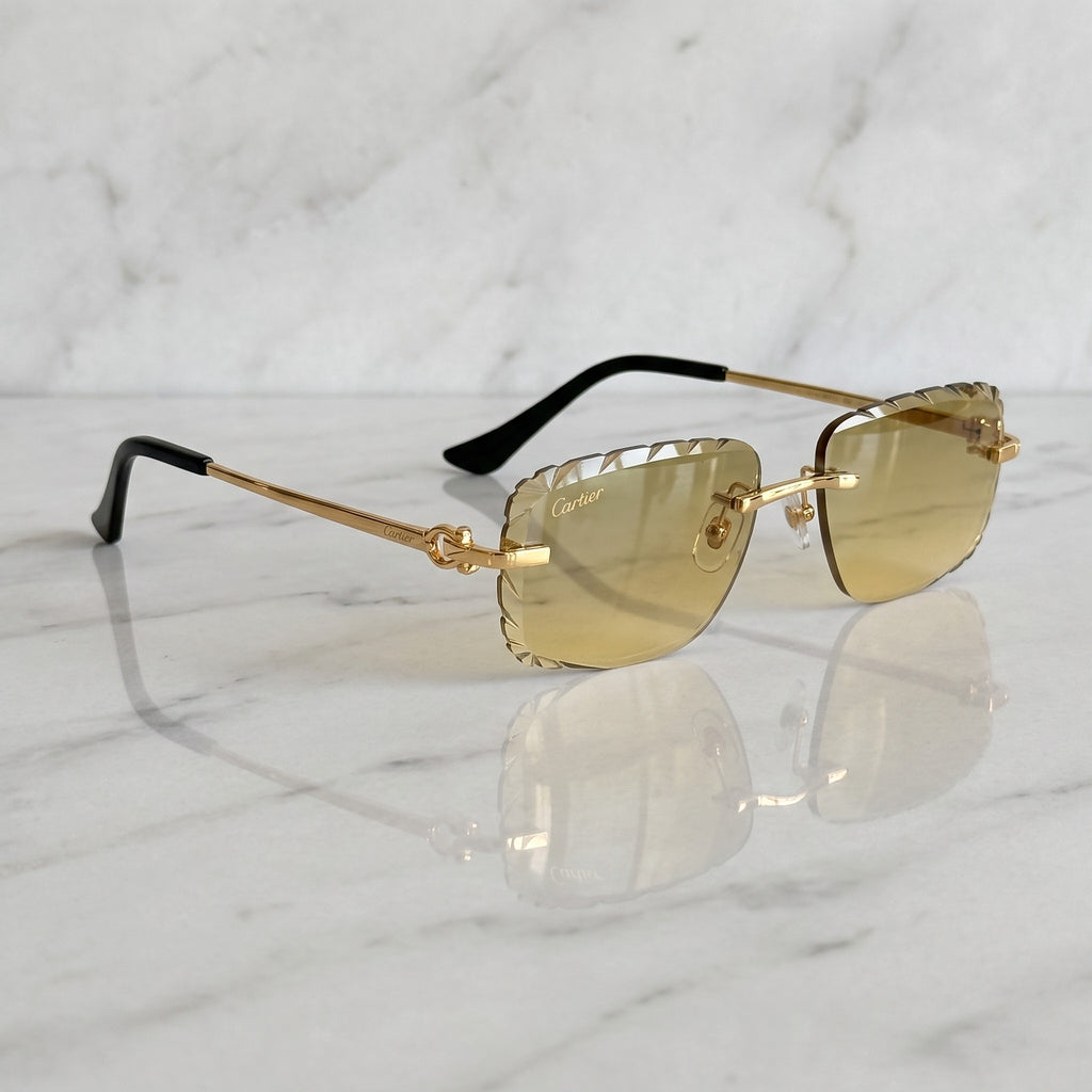 Diamond cut Big C Wires, yellow lenses, Cartier eyewear