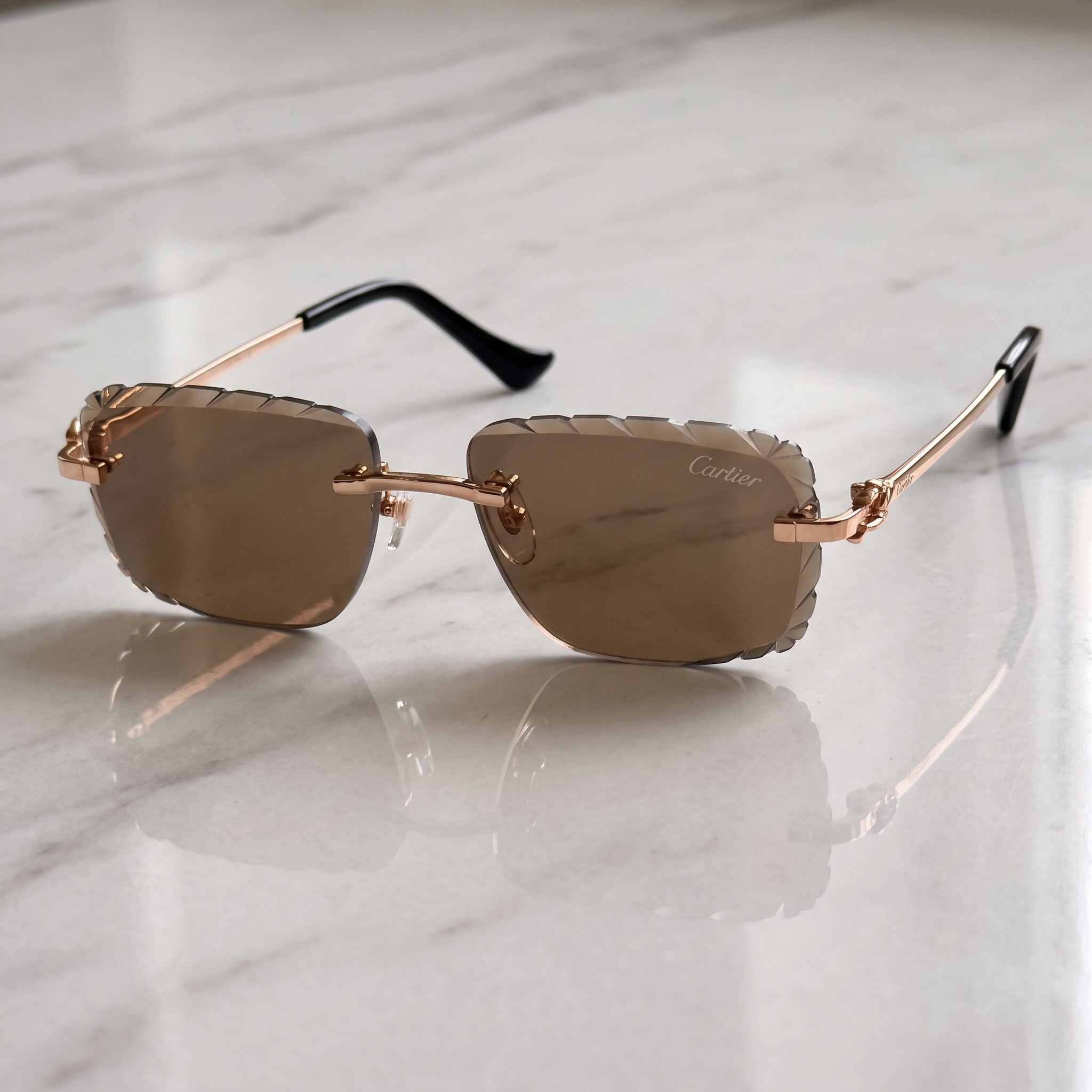 Diamond cut Big C Wires, brown lenses, Cartier eyewear