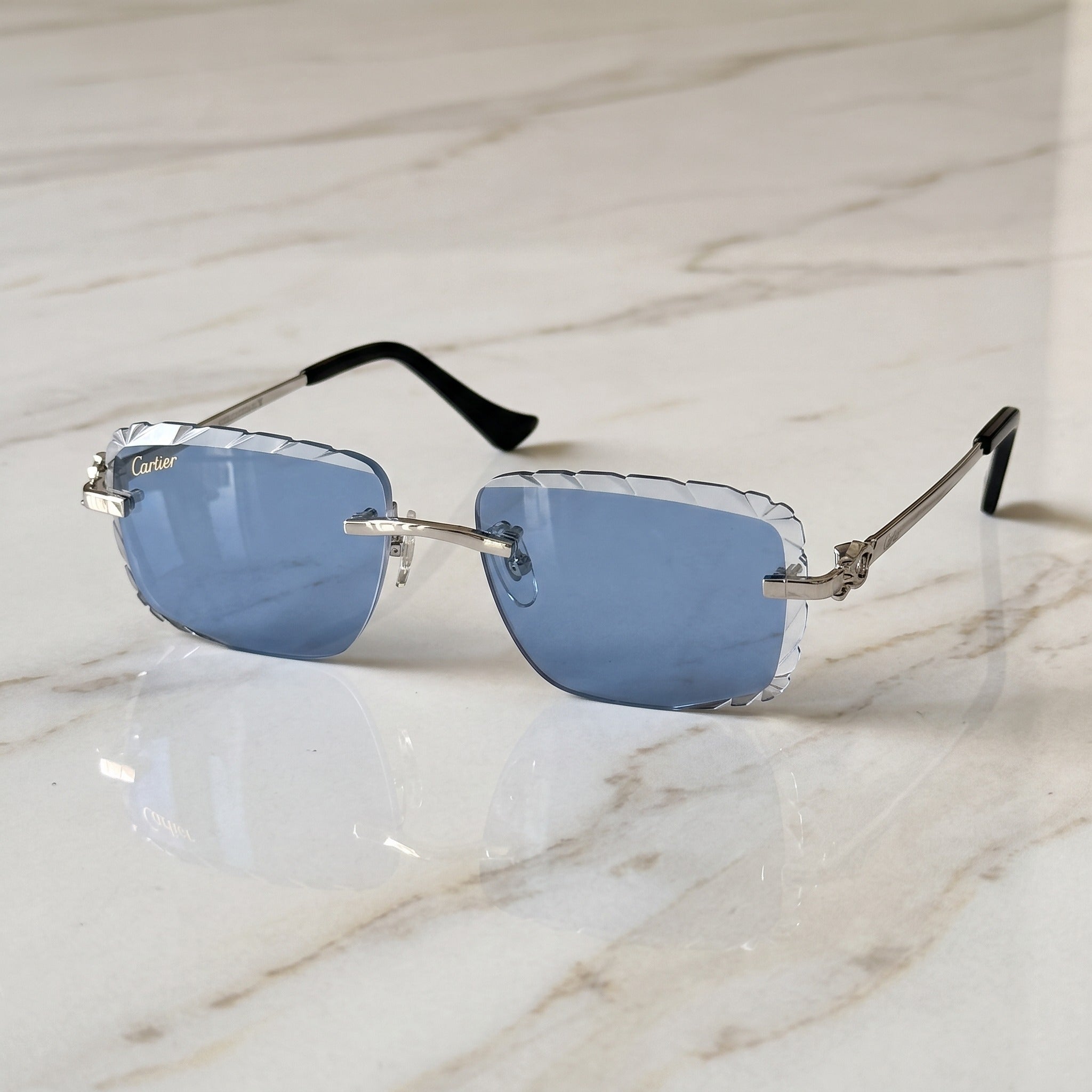 Diamond cut Big C Wires, blue gradient lenses, Cartier eyewear