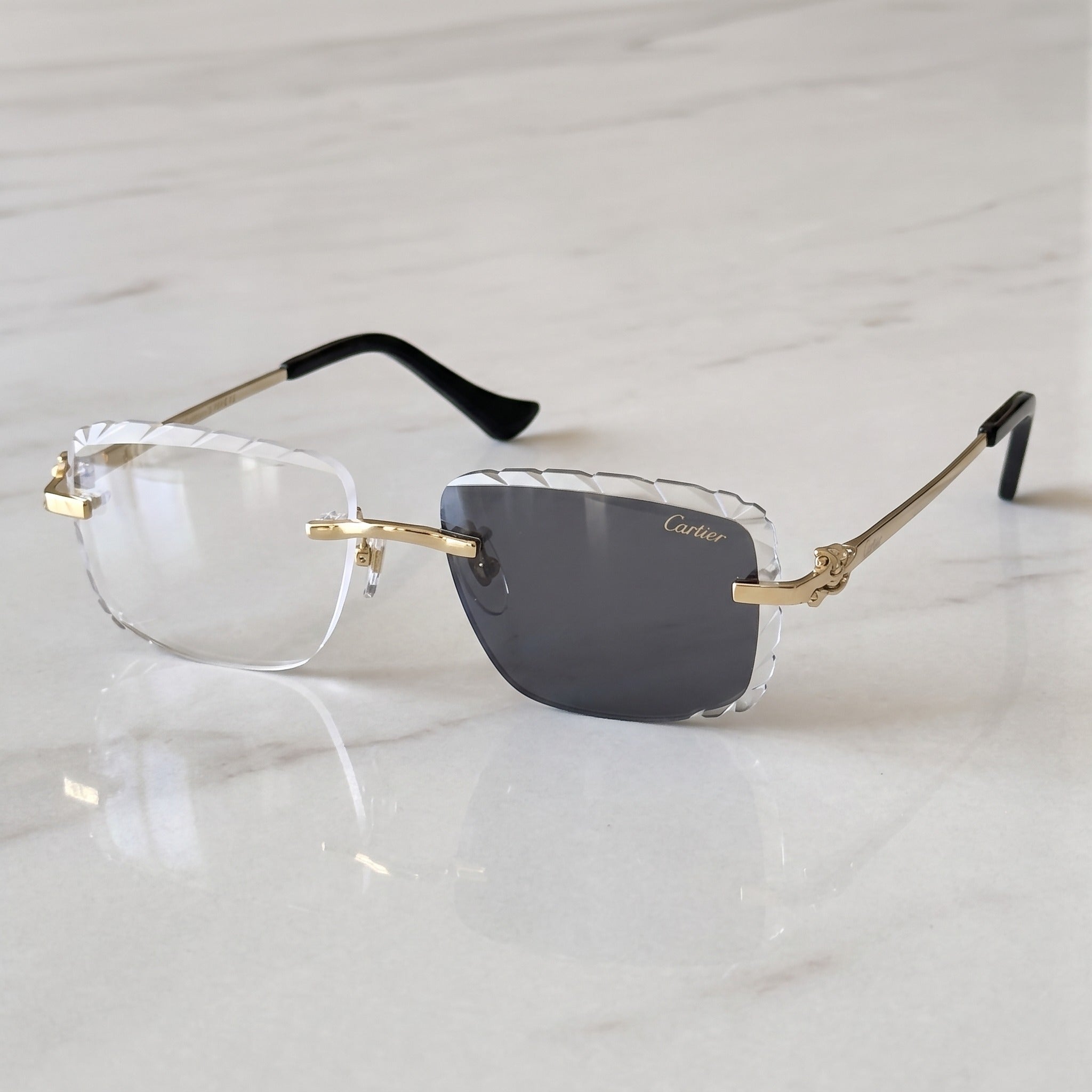 Diamond cut Big C Wires, grey gradient lenses, Cartier eyewear