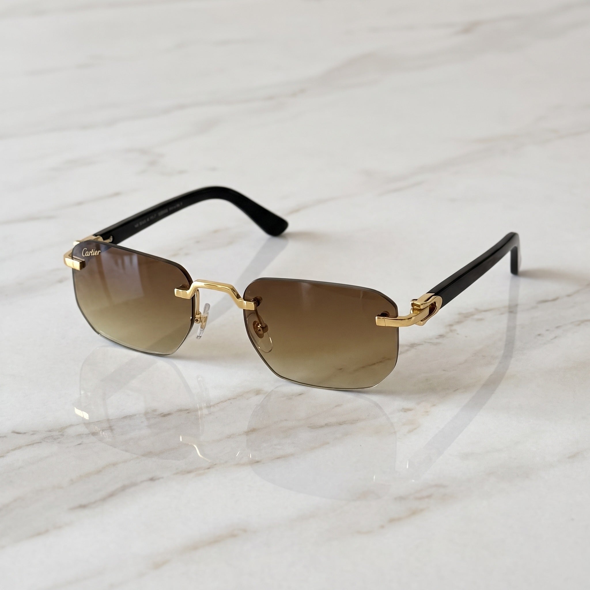 Rimless buffs Sunglasses, brown gradient lenses, Cartier eyewear