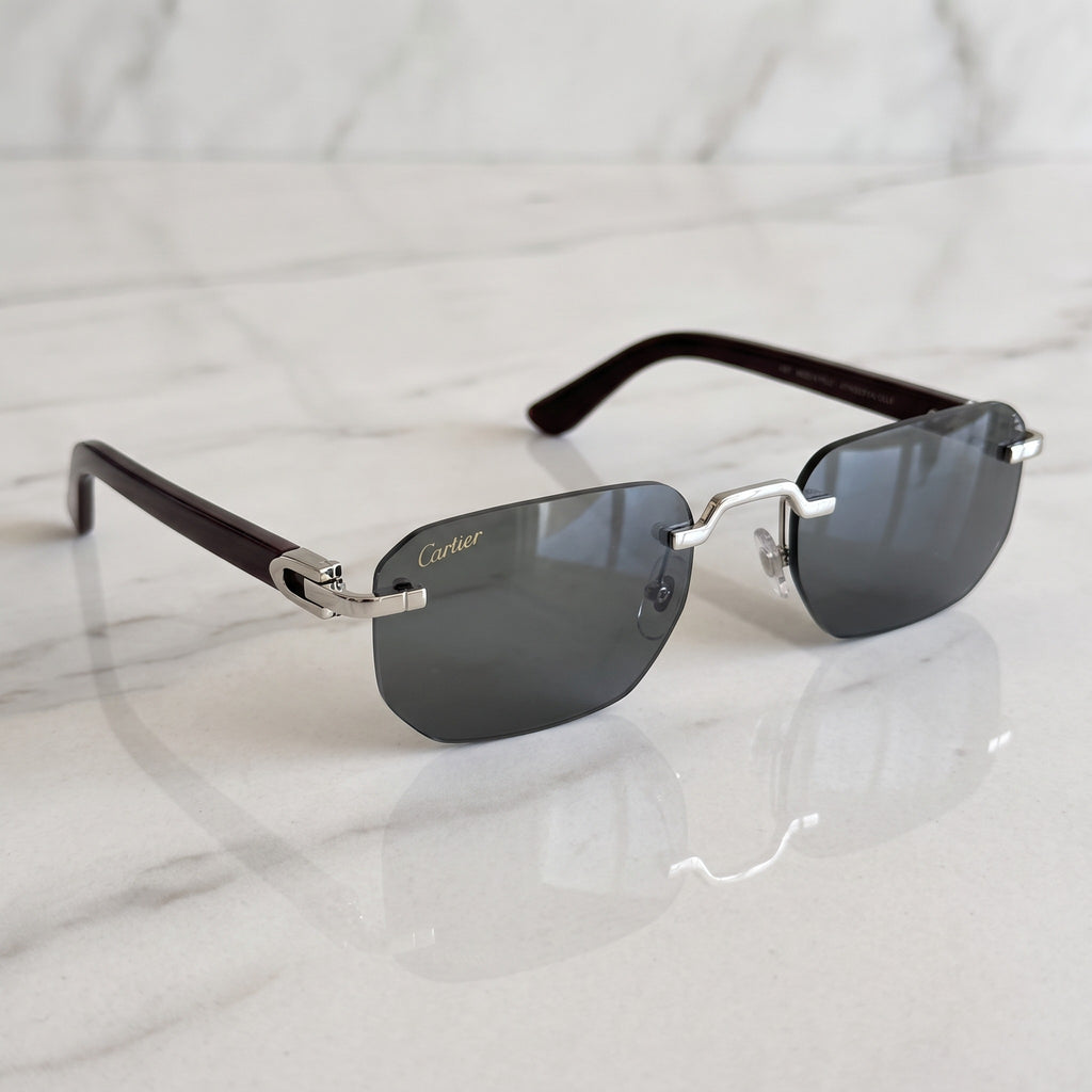 Rimless buffs Sunglasses, solid grey lenses, Cartier eyewear