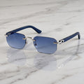 Rimless buffs Sunglasses, blue gradient lenses, Cartier eyewear