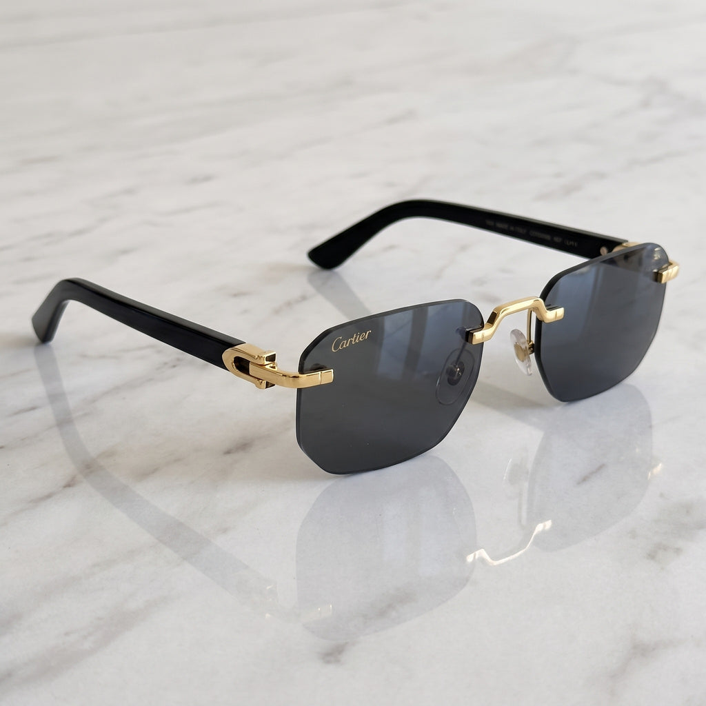Rimless buffs Sunglasses, solid grey lenses, Cartier eyewear