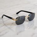 Rimless buffs Sunglasses, solid grey lenses, Cartier eyewear