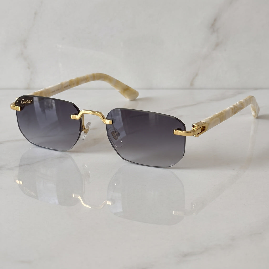 Rimless buffs Sunglasses, grey gradient lenses, Cartier eyewear