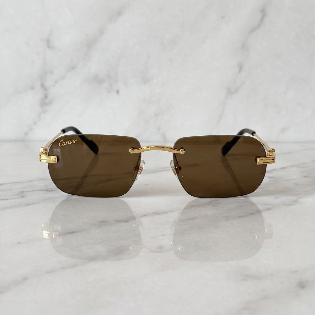 Big C Wires, solid brown lenses, Cartier eyewear