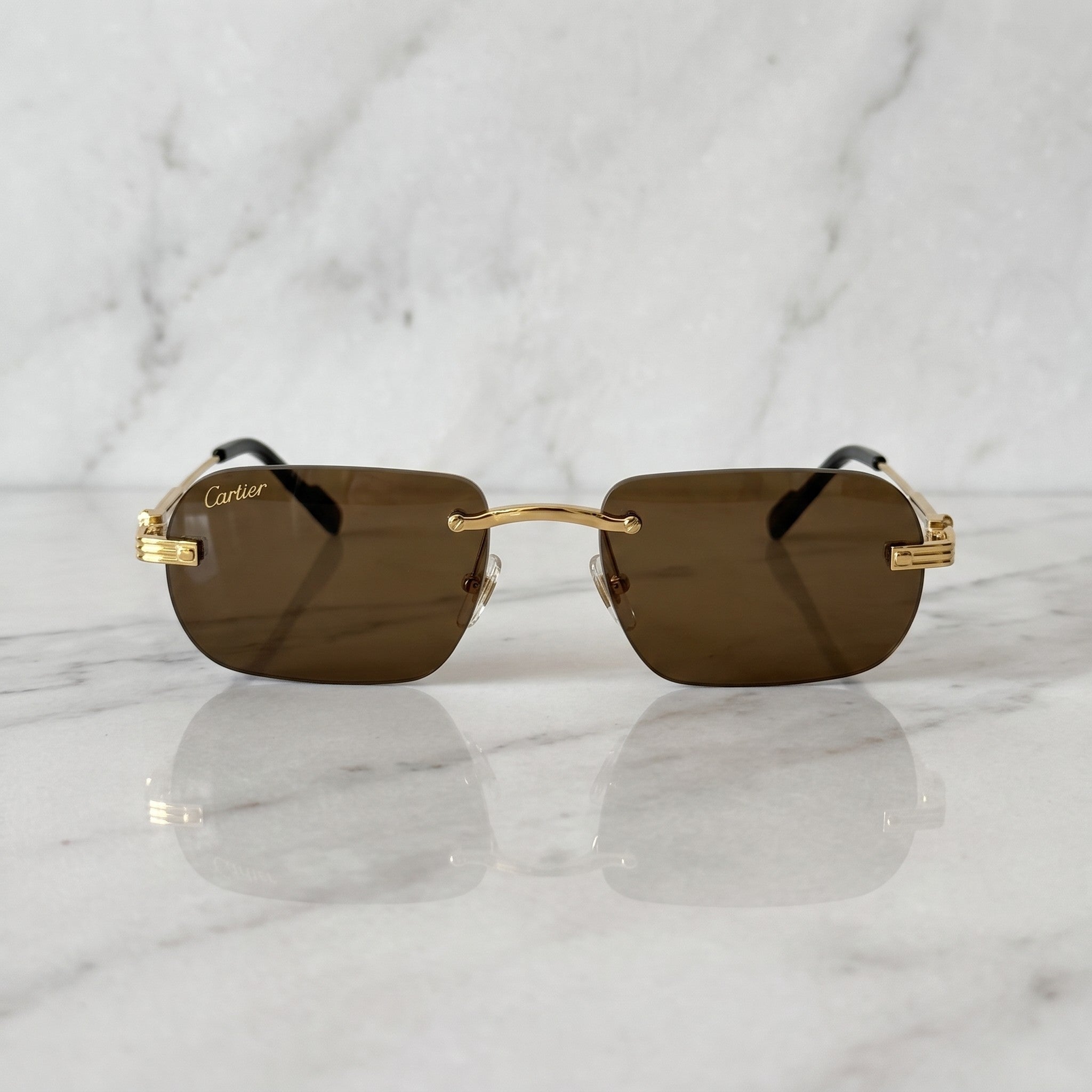 Big C Wires, solid brown lenses, Cartier eyewear
