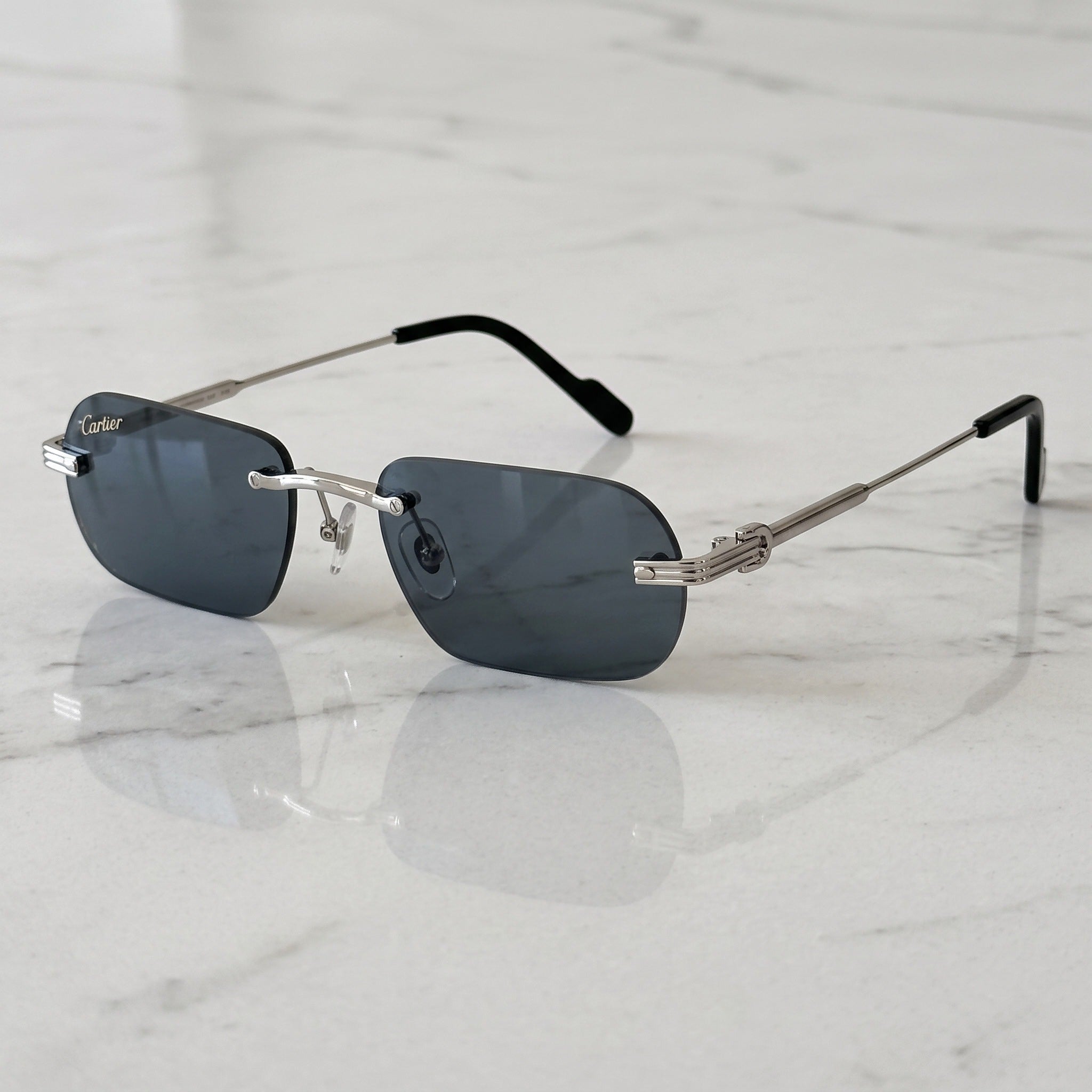 Big C Wires, solid blue lenses, Cartier eyewear
