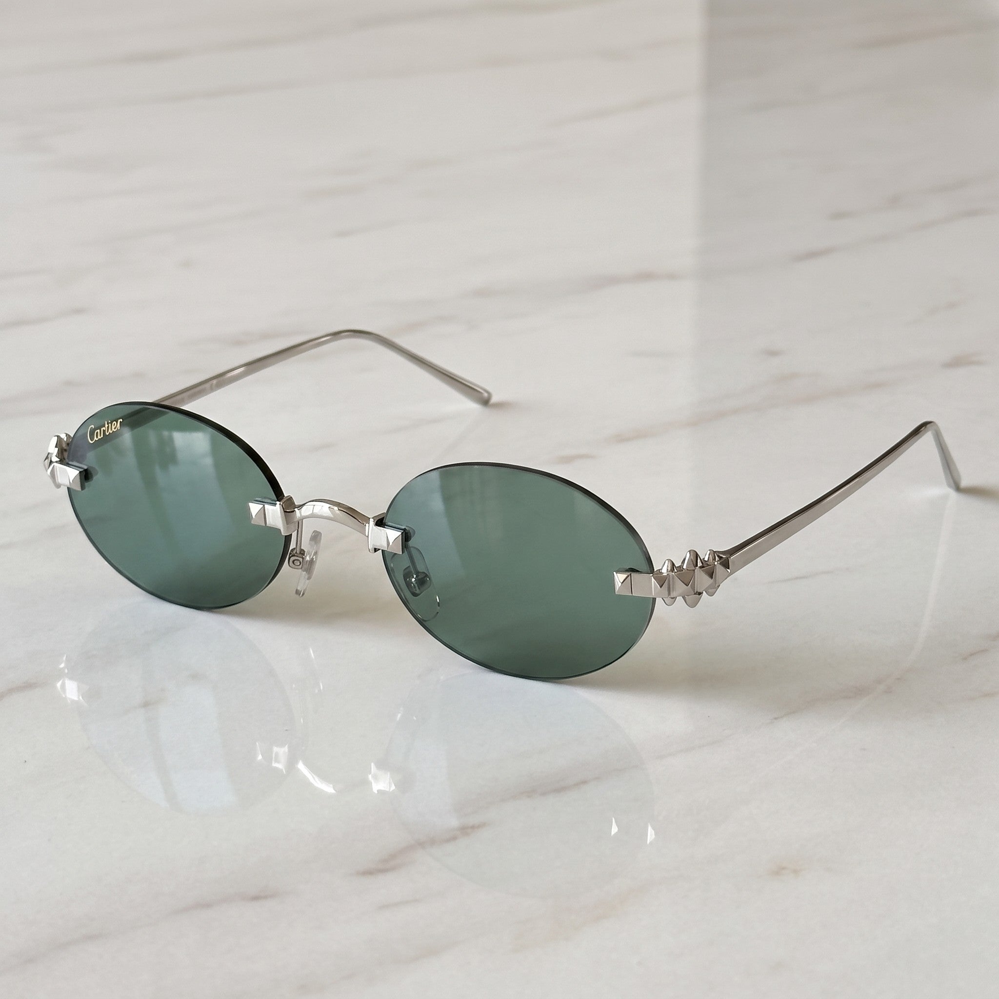 Panther Glasses, solid green lenses, Cartier eyewear
