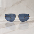 Panther Glasses, solid blue lenses, Cartier eyewear