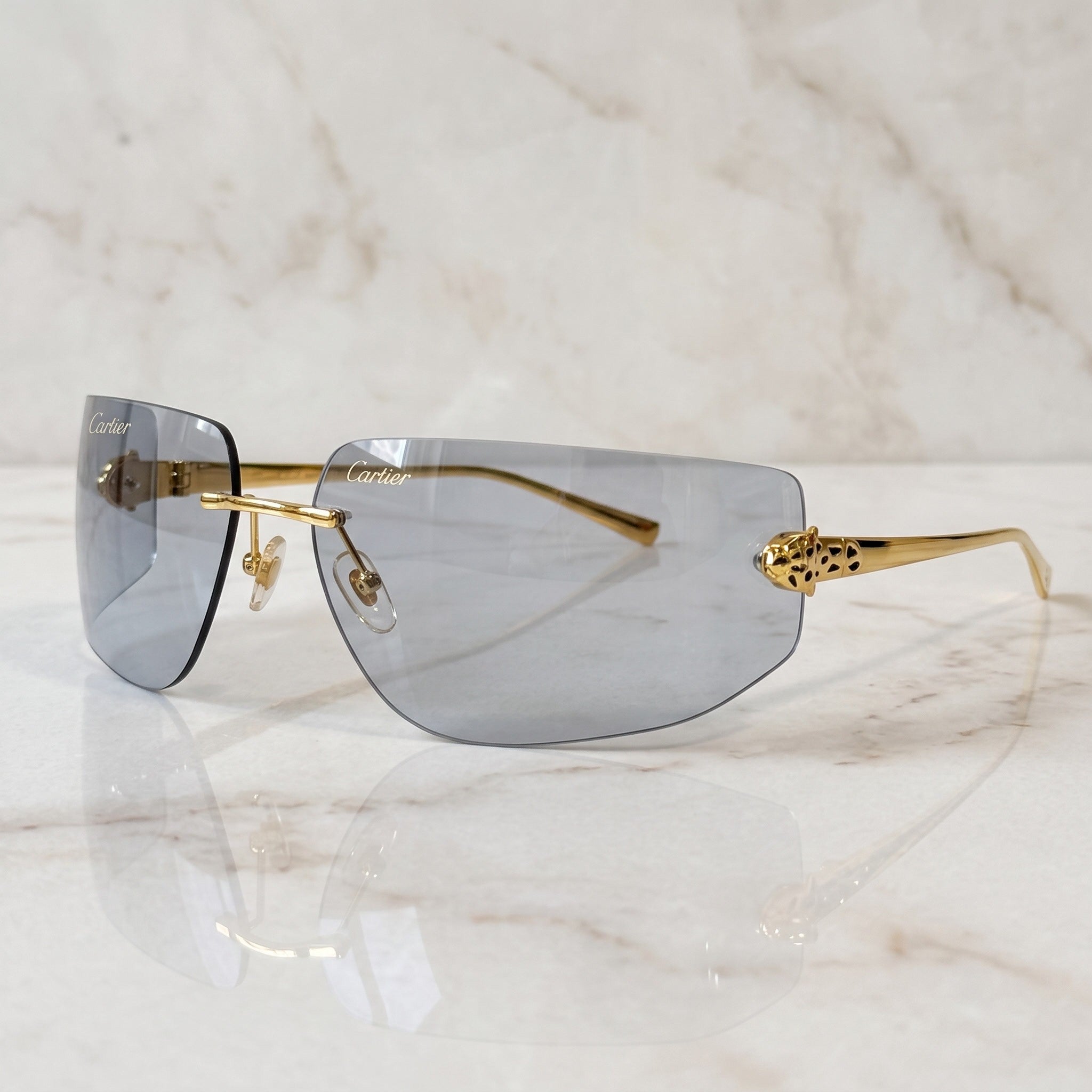 Panther Glasses, light grey gradient lenses, Cartier eyewear