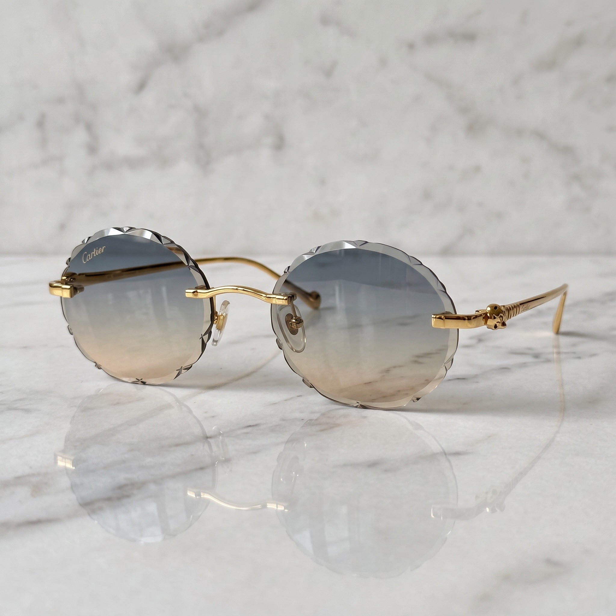 Panther Glasses, blue to yellow gradient lenses, Cartier eyewear