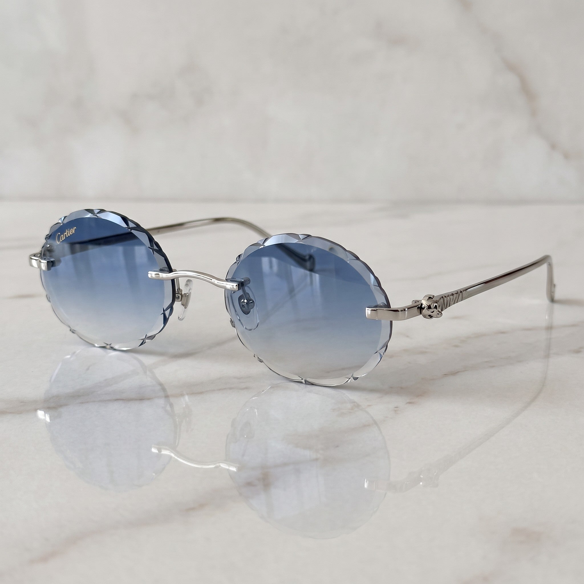 Panther Glasses, blue gradient lenses, Cartier eyewear