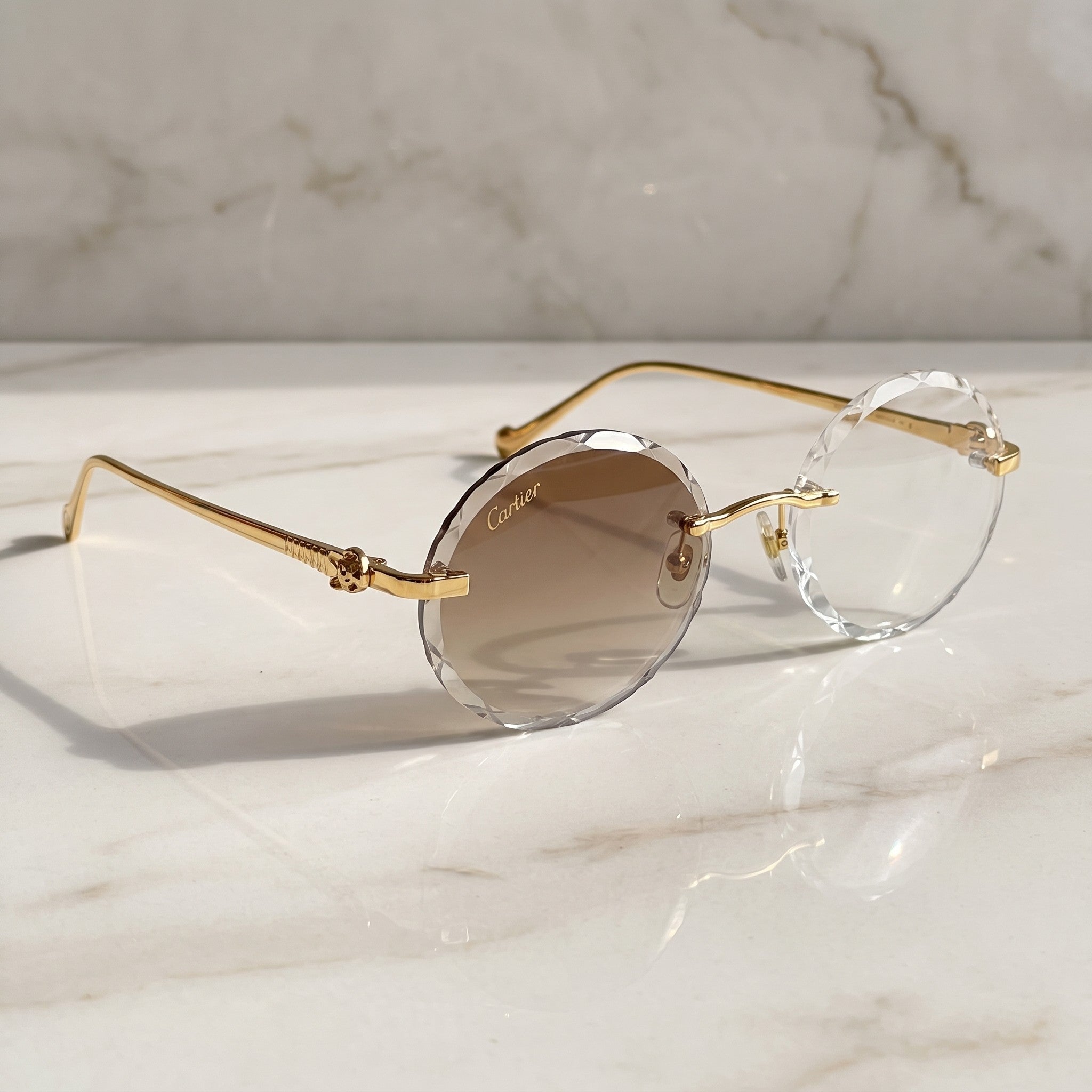 Panther Glasses, brown gradient lenses, Cartier eyewear