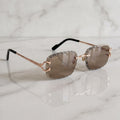 Iced out C wire glasses, brown gradient lenses, Cartier eyewear