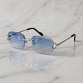 Iced out C wire glasses, blue gradient lenses, Cartier eyewear