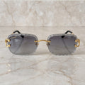 Iced out C wire glasses, grey gradient lenses, Cartier eyewear