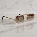 Iced out C wire glasses, brown gradient lenses, Cartier eyewear