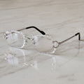 Iced out C wire glasses, clear lenses, Cartier eyewear