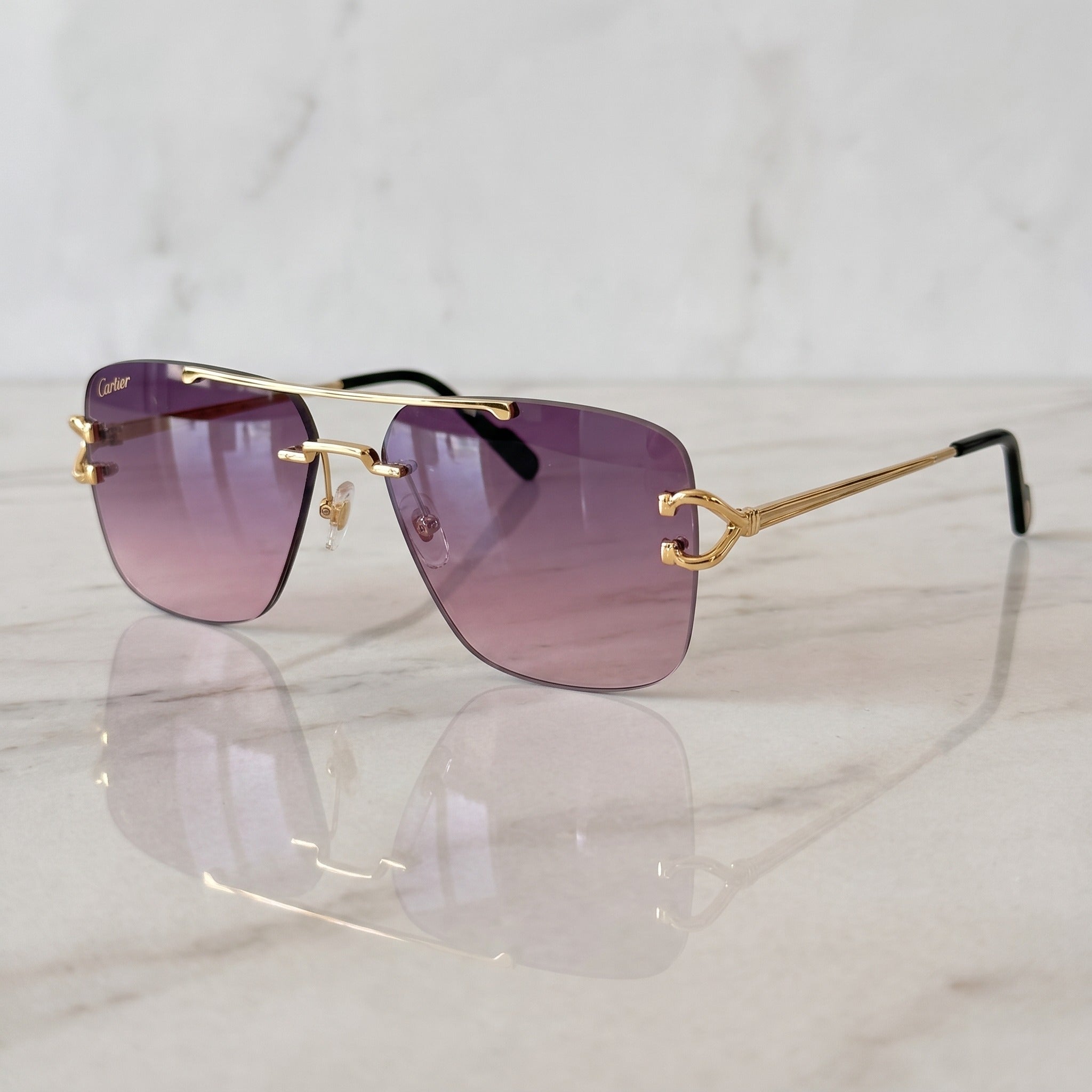 Double Bridge Sunglasses, pink gradient lenses, Cartier eyewear
