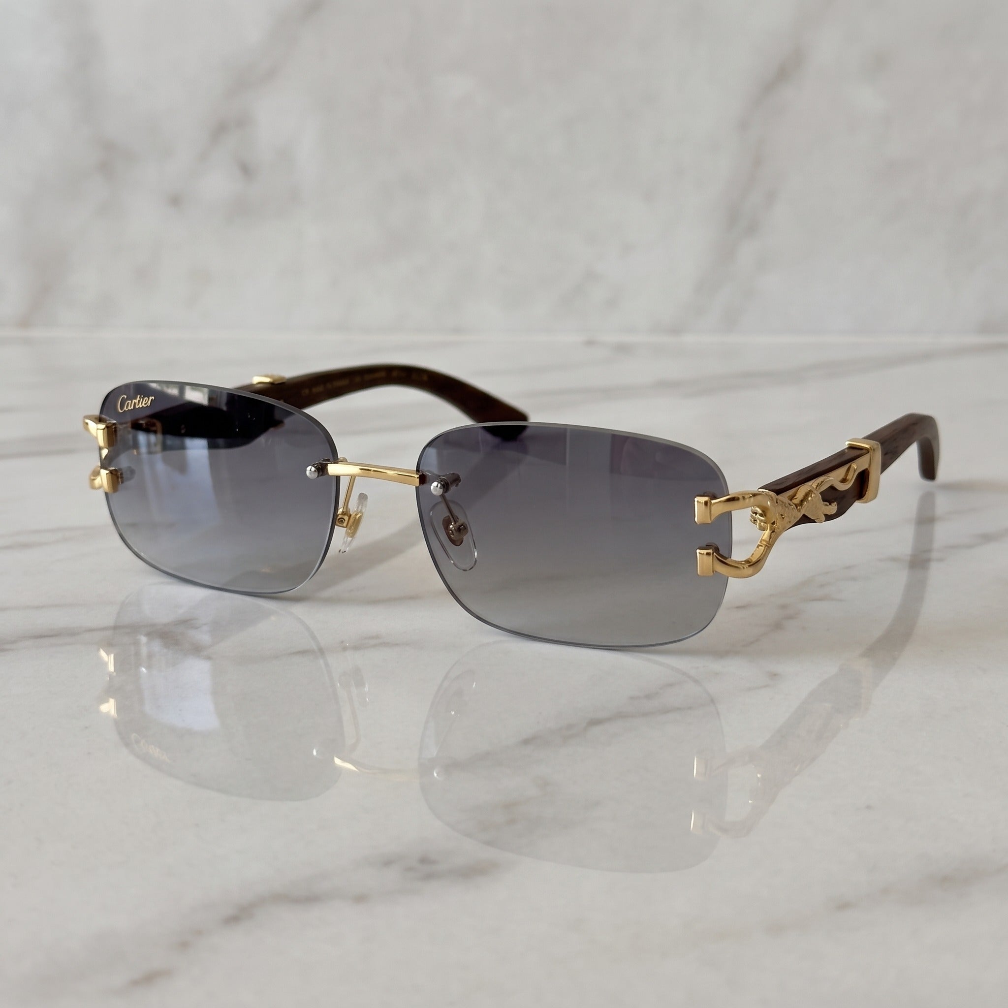 Panther Glasses, grey gradient lenses, Cartier eyewear